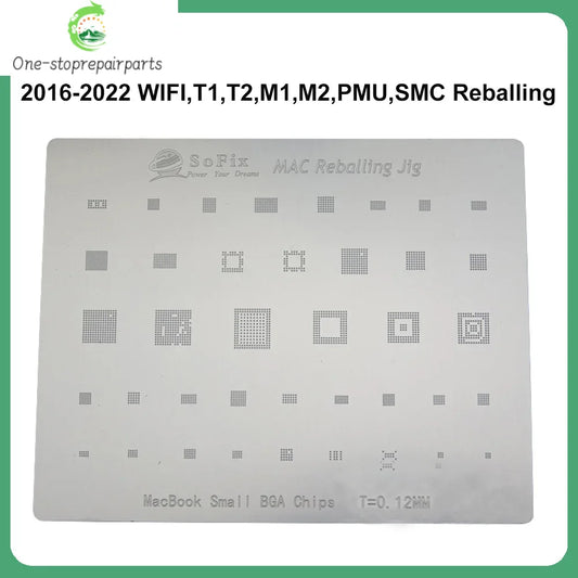 Sofix Universal BGA Reballing Stencil for Macbook 2016-2022 WIFI T1 T2 M1 M2 Chip PMU SMC Integrated Tin Planting Soldering Net Professional Repair Tools