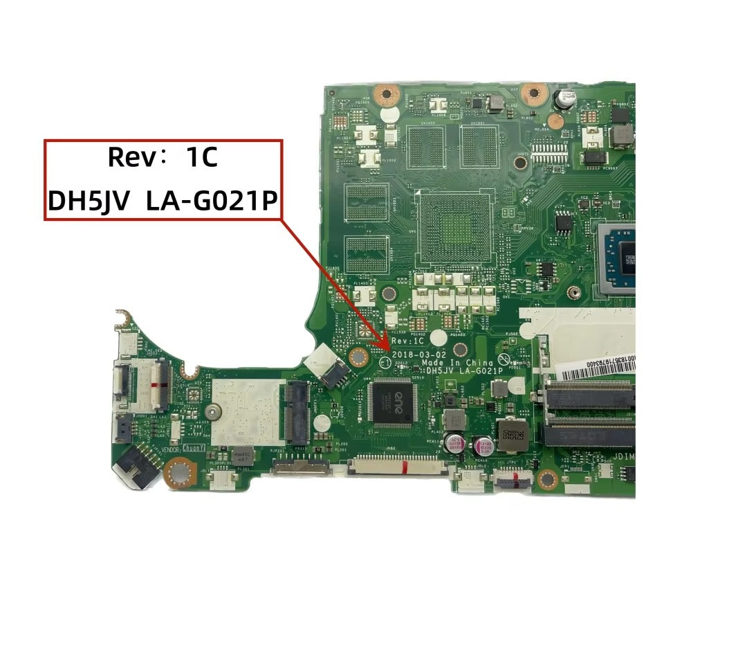 DH5JV LA-G021P For Acer Aspire AN515-42 A315-41 Laptop Motherboard With R3-2200 R5-2500 R7-2700 CPU UMA NB.GY911.007 NBGY911003 Acer laptop repair parts
