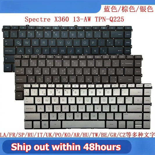 Upper Keyoard  for HP Spectre X360 13-AW TPN-Q225 UK/SP/RU/LA US
