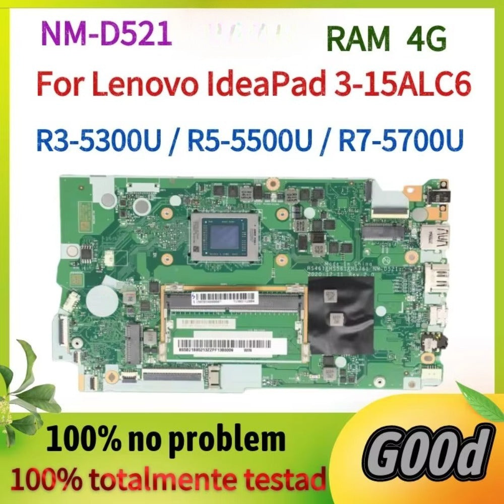 For IdeaPad 3-14ALC6  3-15ALC6  Laptop Motherboard.NM-D521 Motherboard.With R3 R5 R7 AMD CPU.8G RAM.100% test work  Dell Laptop repair parts