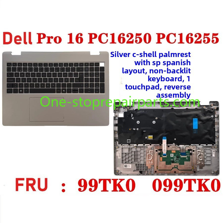 Cover case Keyboard for Dell Pro 16 PC16250 PC16255 Cover case for Dell Pro 16 PC16255 PC16250 LCD Back Cover Bezel frame topcase palmrest upper bottom HINGE 0V1T1X 0388WT 0Y55N3 099TK0 006R8M Dell laptop repair parts