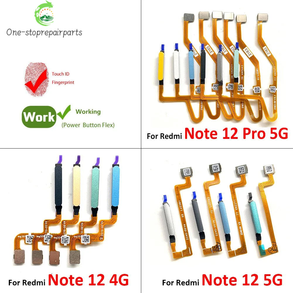 For Xiaomi Redmi Note 12 Pro Plus 4G 5G Home Button Fingerprint Sensor Flex With Power Key Button Flex Cable  Xiaomi  Xiao mi phone repair parts