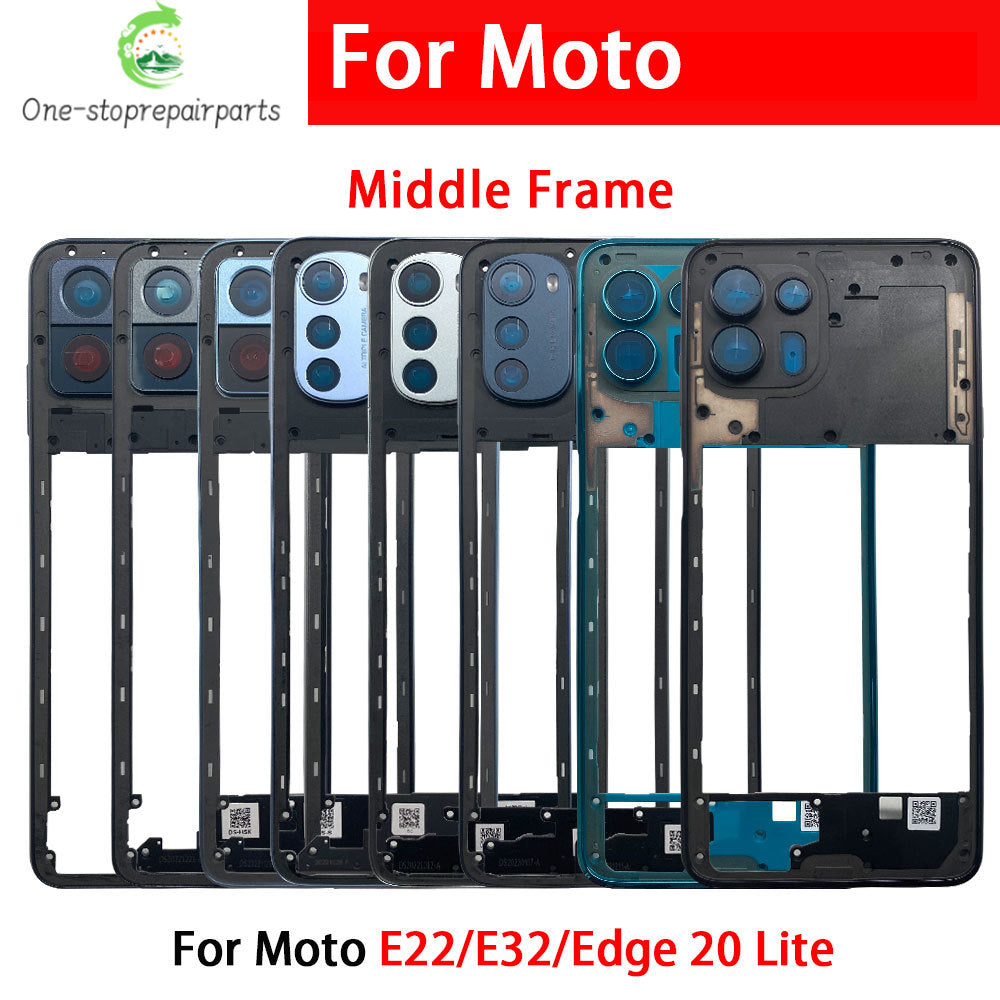 New Middle Frame Cover For Motorola For Motorola Moto E22 E32 E13 E22i Edge 20 Lite Middle Housing with Lens Frame Parts Motorola phone repair parts