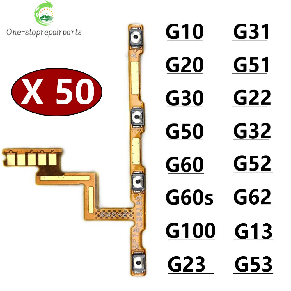 50Pcs, Power On Off Volume Side Button Key Flex Cable For Moto G10 G20 G30 G100 G50 G60 G60s G31 G51 G22 G32 G52 G62 G13 G23 5G Motorola phone repair parts