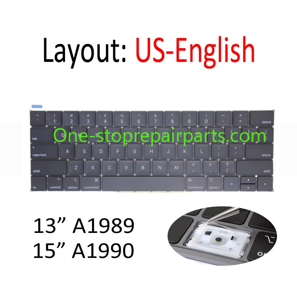 2018 New A1989 A1990 Keyboard US UK English for Macbook Pro 13" 15" Keyboard MR9Q2 MR932 MR942 EMC 3124 EMC 3215 Macbook repair parts