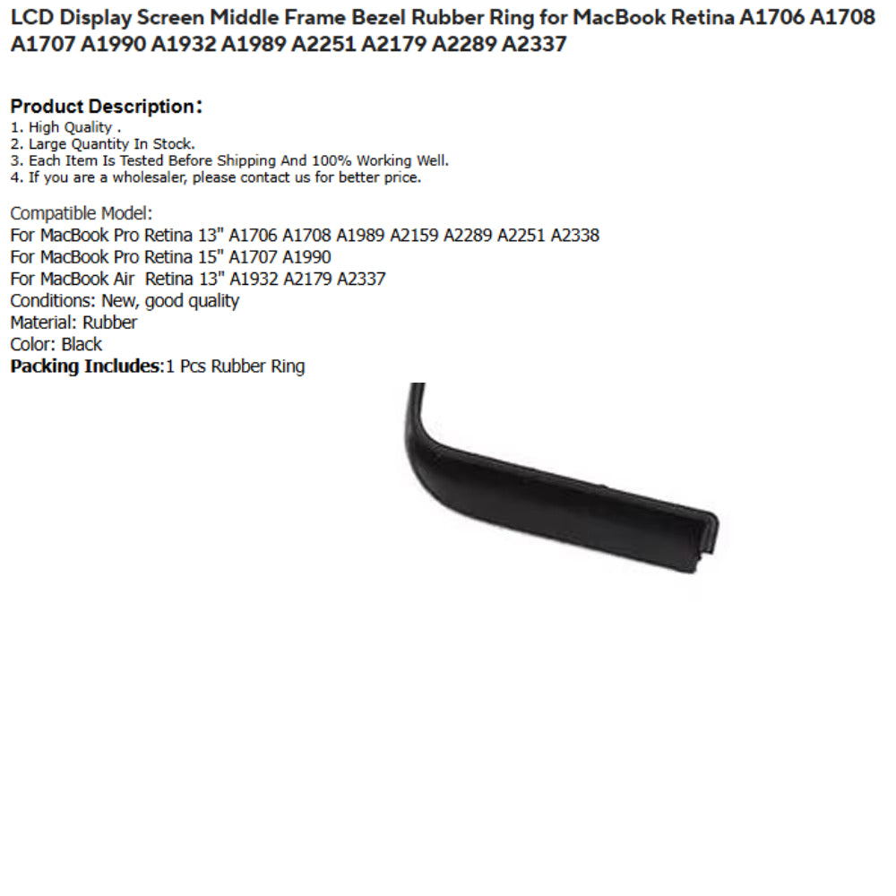LCD Display Screen Middle Frame Bezel Rubber Ring for MacBook Retina A1706 A1708 A1707 A1990 A1932 A1989 A2251 A2179 A2289 A2337 Macbook repair parts