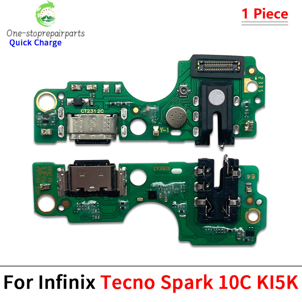 10Pcs, USB Charging Port Dock Charger Plug Connector Board Flex Cable For Tecno Spark 10 10C 20 20C 30 30C 40 40C Pro Plus 4G 5G Tecno phone repair parts