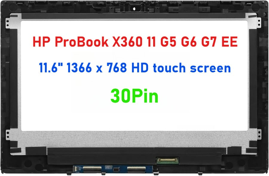 L83960-001 11.6" 1366 x 768 HD LCD Top Cover Hinge touch screen display Assembly For HP ProBook X360 11 G5 G6 G7 EE G5-26M78US L83962-001 806146-3J3 M48768-001 Display LCD LED Monitor Panel HP laptop repair parts