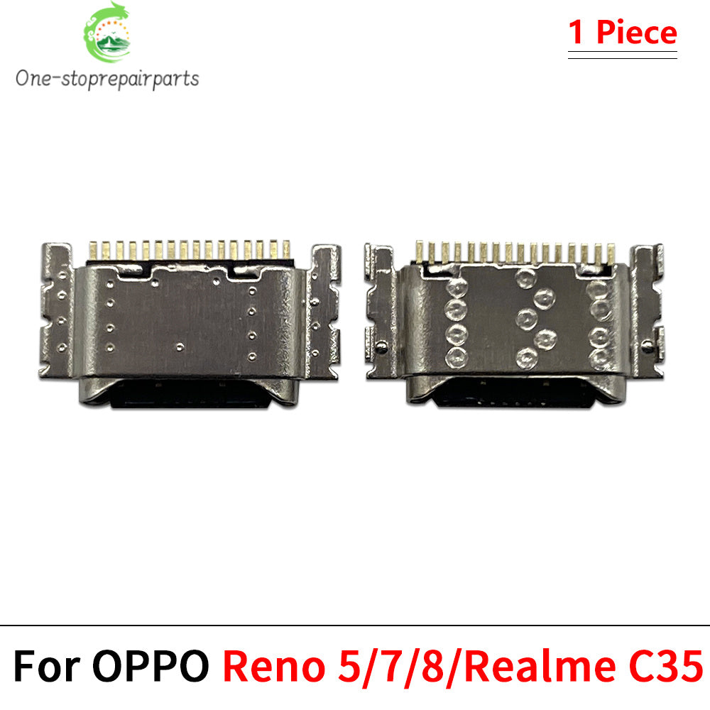 50Pcs, USB Connector Charging Charge Connector Port For OPPO Reno 5 6 7 8 Pro Realme C11 C12 C15 C20 C21 C35 C21Y 5 5i 5s Realme phone repair parts