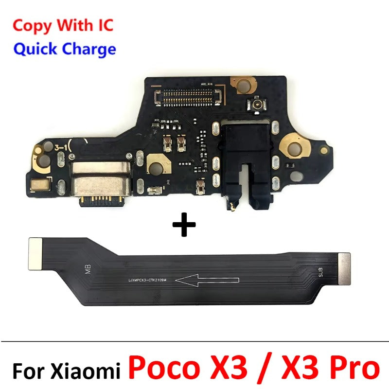 10Pcs/Lot, USB Charging Board Connector Port Dock Flex Cable For Xiaomi Poco F1 F2 F3 F4 F5 X3 X4 X5 X6 M3 M4 M5s Pro 4G 5G GT  Xiaomi  Xiao mi phone repair parts