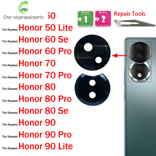 Rear Back Camera Glass Lens For Huawei Honor 50 60 70 80 90 Pro Se Lite 4G 5G With Adhesive Huawei phone repair parts