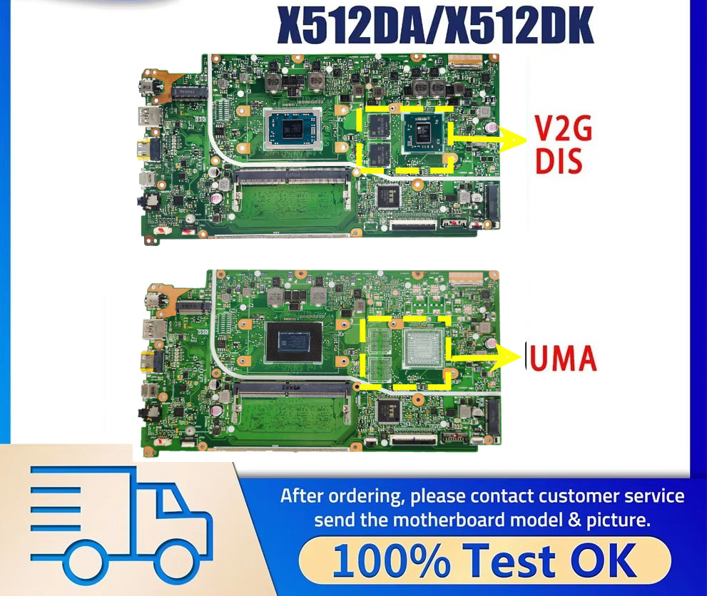 For ASUS X512DA X712DA X512DK X712DK X512D X712DAP F512D F512DA Laptop Motherboard With R3 R5 R7 CPU 4GB/0GB ASUS laptop repair parts