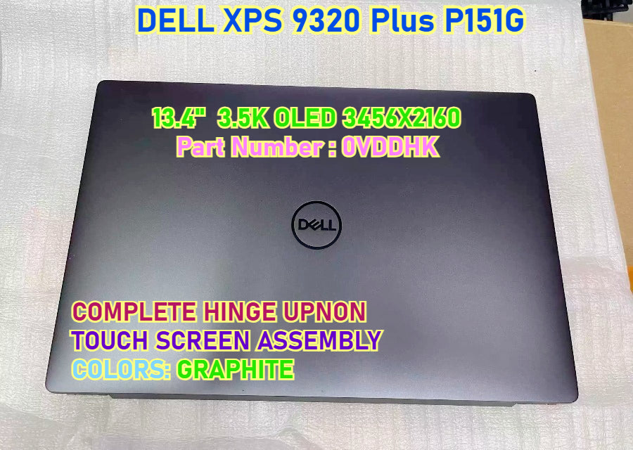 13.4" inch Dell XPS 9320 Plus LCD Touch Screen Assembly 07G0RW 09PG51 0VNRJ0 0YHWYD  029WPH 0VDDHK 0G1GMN 0D6X6W 0JXMV1 0XRYWH LP134WU1-SPB1 LP134WU1-SPA1 LQ134R1-SPB1 ATNA34XK04 LCD Screen Upper Half Kit Display Panel Dell laptop repair parts