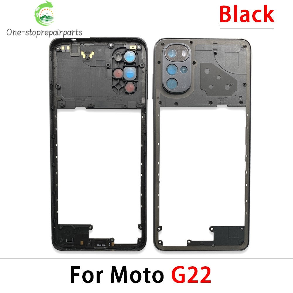 10Pcs， For Motorola For Moto G22 G42 G52 G82 G84 Middle Housing Cover Frame Bezel with Lens Glass Frame Parts Motorola phone repair parts