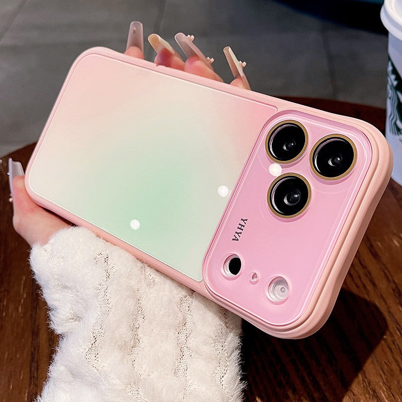 Gradual change smudged glass for iPhone 17promax mobile phone case The new iPhone16 seconds becomes larger Windows integrated lens film 15pro Ice cooling women's case Phone accessories