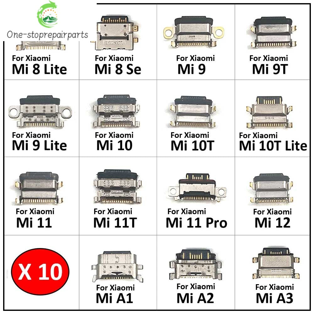 10Pcs, New For Xiaomi Mi 8 9 Se 9T 10 10T 11 11T 12 Lite Pro Mi A1 A2 A3 Micro USB Connector Charger Charging Port Jack Plug Xiaomi  Xiao mi phone repair parts