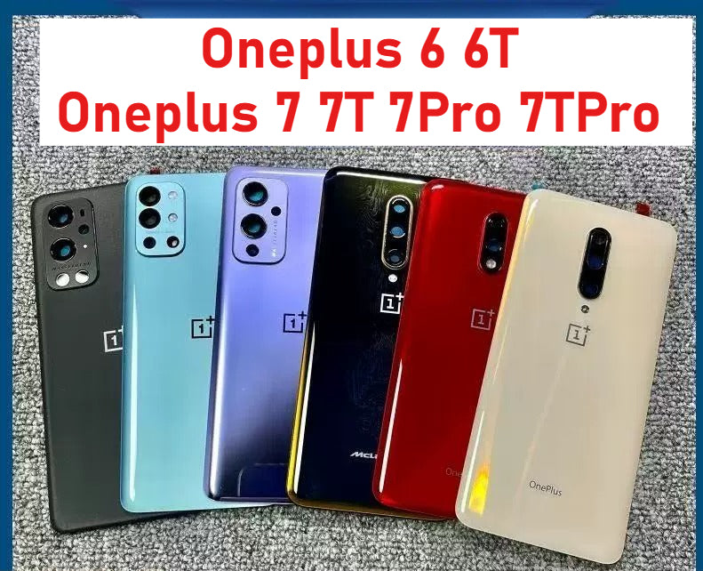 AAA+ quality For OnePlu Back Battery Cover Door Rear Glass Oneplus 6 6T 7 7T 7Pro 7TPro Battery Cover  Case With Camera Lens OnePlus phone repair parts