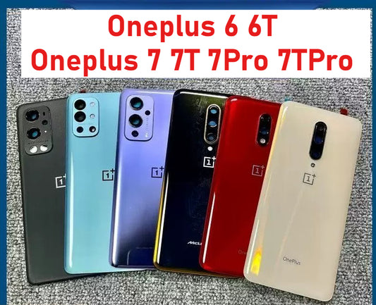 AAA+ quality For OnePlu Back Battery Cover Door Rear Glass Oneplus 6 6T 7 7T 7Pro 7TPro Battery Cover  Case With Camera Lens OnePlus phone repair parts