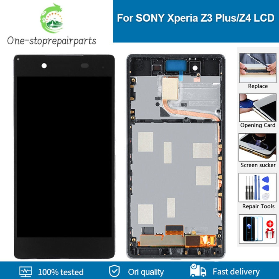5.2" Original Display Module For SONY Xperia Z3 Plus lcd Z4 LCD Display Touch Screen Digitizer Assembly With Frame Replacement Sony phone repair parts