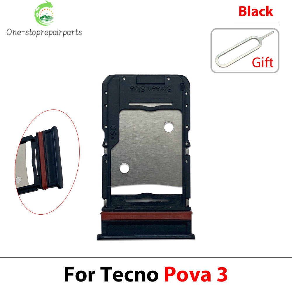 SIM Card Tray Slot Holder Adapter Accessories For Tecno Pop 5 6 7 Pova 2 3 4 5 Neo Pro Tecno phone repair parts