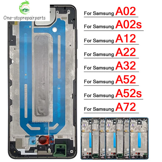 New Front Housing LCD Display Frame For Samsung A02 A02s A12 A22 A32 A52 A52s A72 4G 5G Housing Middle Frame Bezel Plate Cover Samsung phone repair parts