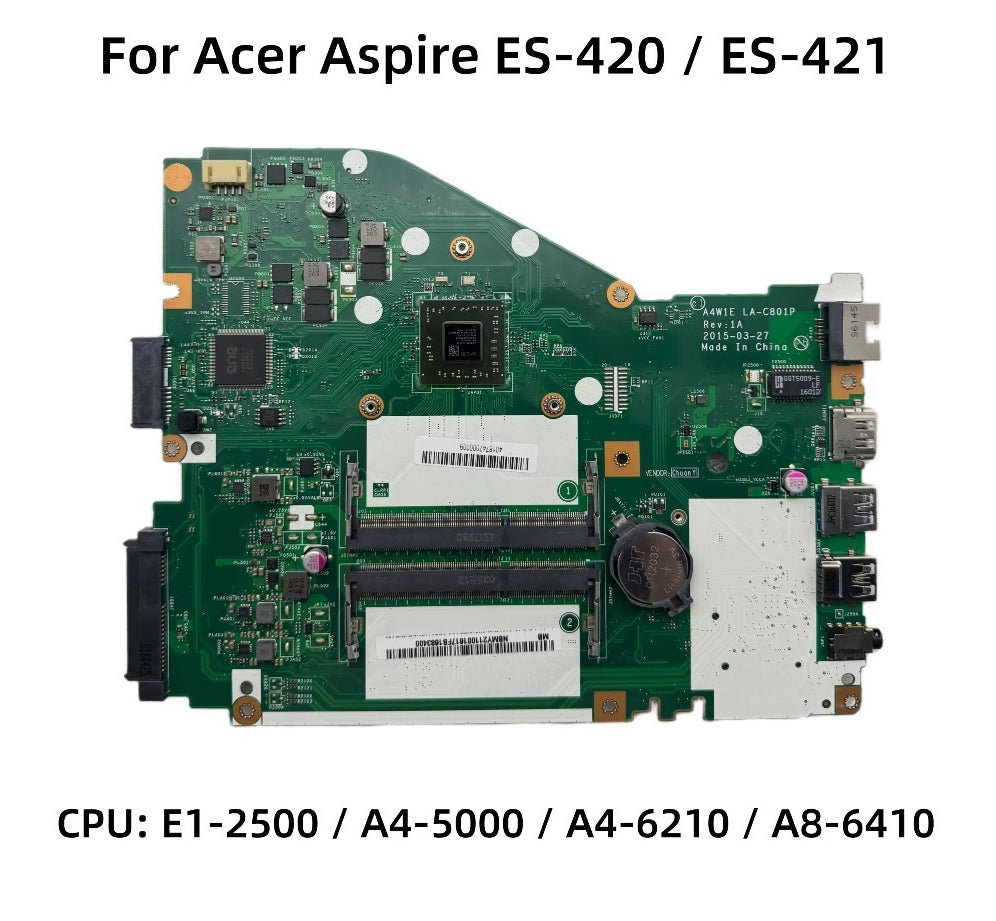 For Acer Aspire ES1-420 ES1-421 Laptop Motherboard A4W1E LA-C801P With E1-2500 A4-6210 A8-6420 CPU DDR3 NB.MY211.001 NBMY311002 Acer laptop repair parts