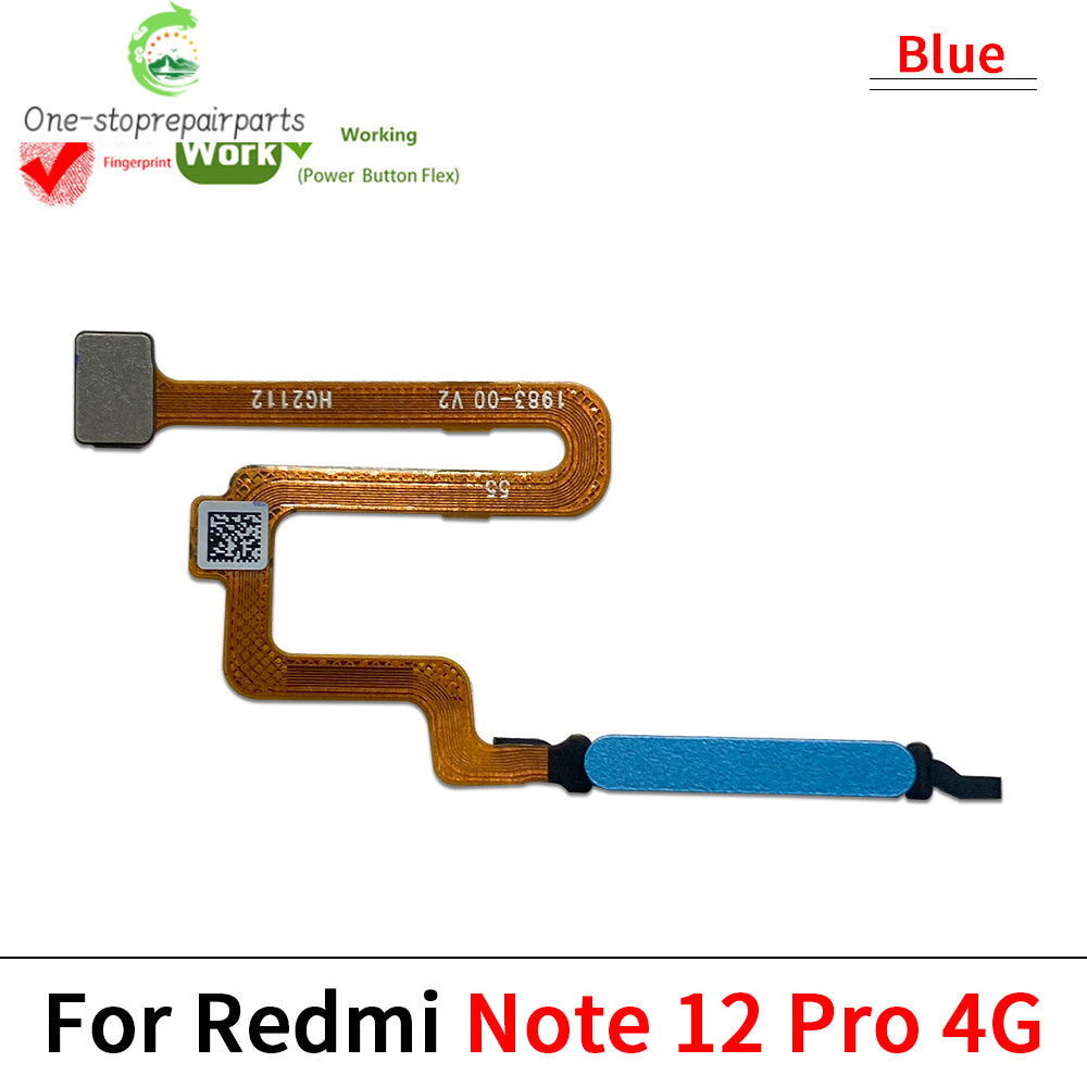 For Xiaomi Redmi Note 12 Pro Plus 4G 5G Home Button Fingerprint Sensor Flex With Power Key Button Flex Cable  Xiaomi  Xiao mi phone repair parts