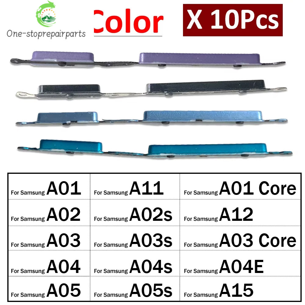 10Pcs, New For Samsung A01 A11 A02 A02s A03 A03s Core A04 A04s A04E A05 A15 A05s A12 Power Button Volume Side Button Key Samsung phone repair parts