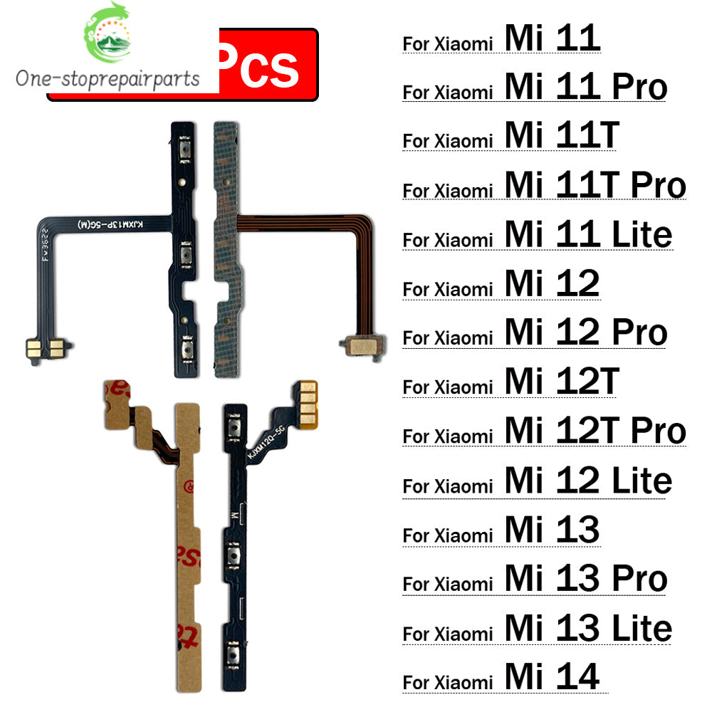 50Pcs, Power On Off Volume Side Button Key Flex Cable For Xiaomi Mi 11 11T 12 12T 12s 13 14 Pro Lite 12s Ultra  Xiaomi  Xiao mi phone repair parts