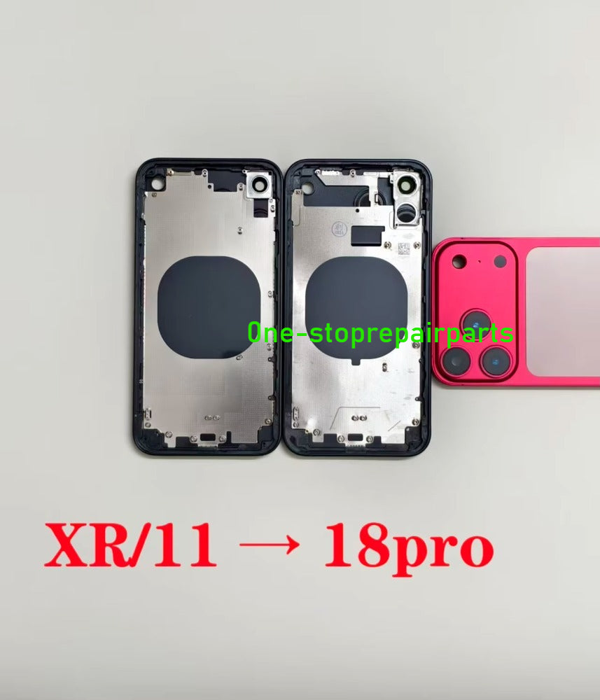 DIY Convertor Housing Back Cover Assembly Compatible For iPhone X XR XS MAX 11 11PRO 12 12PRO 13 Pro 14Pro 15Pro 15 Pro Max To 17 18 17Pro 18Pro Max Backshell Replacement Refitted Chassis Pre-Installed Modified Middle Frame iPhone phone repair parts