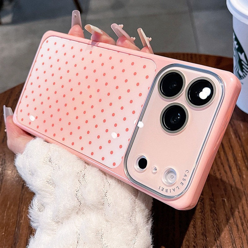 Square shell polka dot for iPhone 17promax mobile phone case The new iPhone16 seconds becomes larger Windows gradually change smudge women's case 15pro integrated lens film case Phone accessories