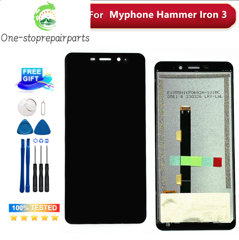 5.5" For Myphone Hammer Iron 3 LTE LCD Display Touch Screen Replacement 100% Tested For Iron 3 Iron 4 LCD Screen  Accessories Other brand Phone repair parts