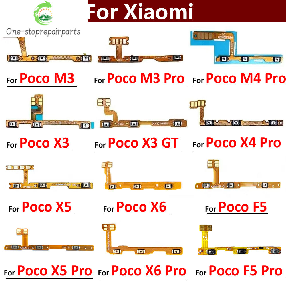 New For Xiaomi Poco F1 F2 F3 F4 F5 M3 M4 X3 X4 X5 X6 Pro 4G 5G GT Power Switch On / Off Button Volume Key Button Flex Cable  Xiaomi  Xiao mi phone repair parts