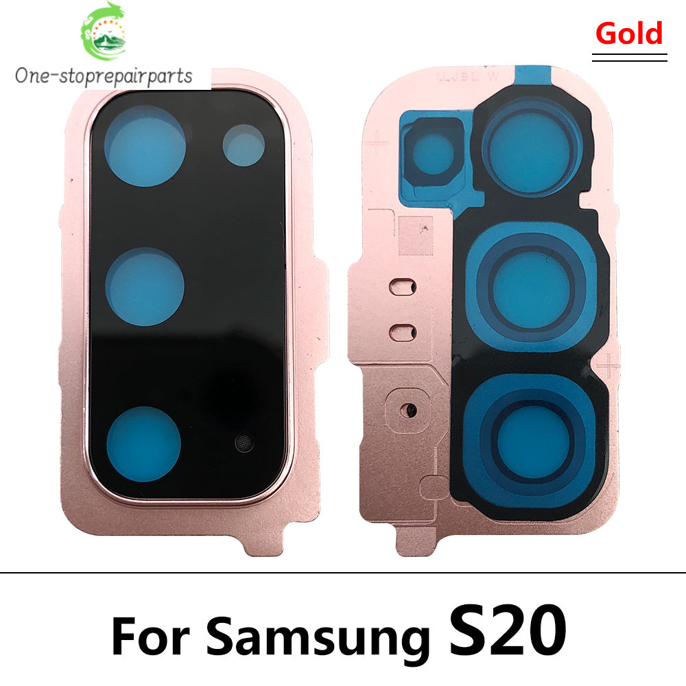 New Rear Camera Glass Lens Cover With Frame Holder with Sticker For Samsung S20 Plus S20 Ultra Replacement Parts Samsung phone repair parts