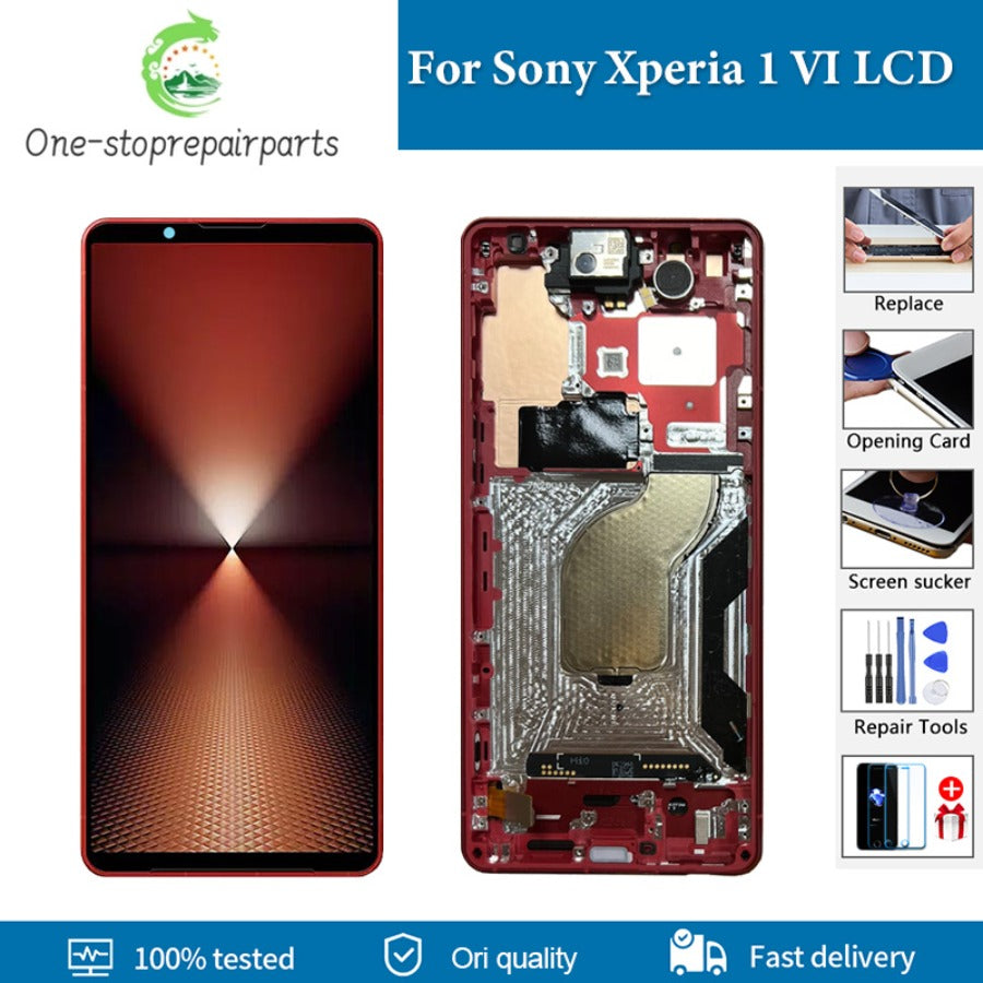 6.5" Original For Sony Xperia 1 VI LCD Display Touch Screen Digitizer Assembly For Sony x1 VI XQEC54 XQ-EC72 XQ-EC44 SO-51E S0G13 A304SO Screen Replacement Sony phone repair parts