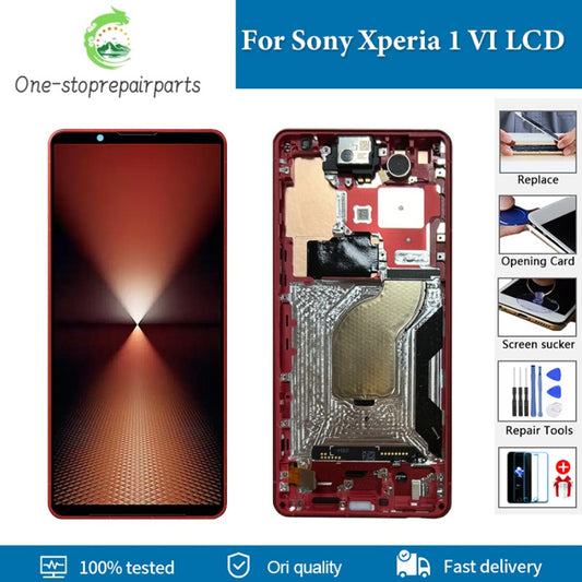 6.5" Original For Sony Xperia 1 VI LCD Display Touch Screen Digitizer Assembly For Sony x1 VI XQEC54 XQ-EC72 XQ-EC44 SO-51E S0G13 A304SO Screen Replacement Sony phone repair parts