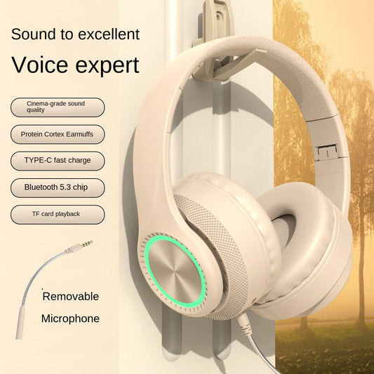 Accessories Removable microphone RGB light noise reduction CD pattern large earmuffs protein headset Bluetooth wireless gaming headset