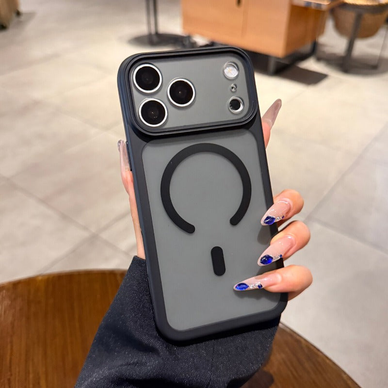 Skin matte magnetic suction For iPhone 18promax mobile phone case New iPhone17 new color cherry red strong magnetic adsorption 16pro anti-fingerprint fine hole all-inclusive case Phone Accessories