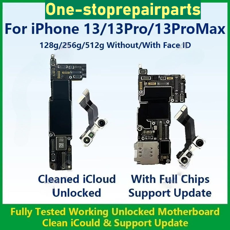 Fully Tested Working Well Motherboard For iPhone 13 Pro Max With/Without Face ID Cleaned iCloud And Support Update Logic Board iPhone phone repair parts