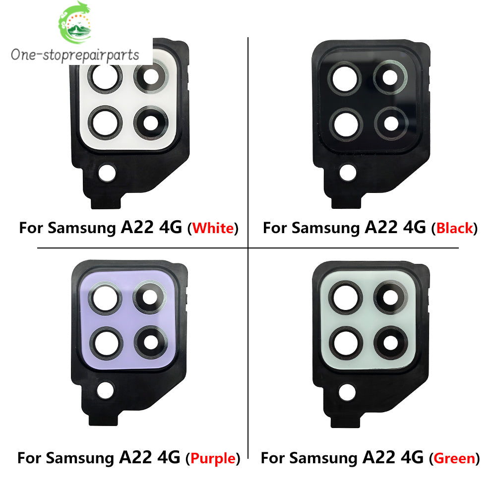 10Pcs/Lot, Housing Back Rear Camera Glass Lens Cover Frame Holder For Samsung A22 4G 5G A225F A226B Samsung phone repair parts