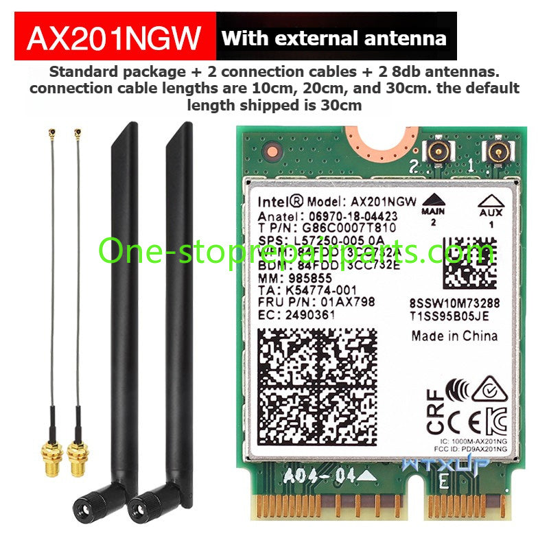 Laptop computer Wifi Card for Intel 9560NGW AX203NGW AX201NGW AX211NGW  Killer1675I 1650I 1550I 9462 9461NGW CNVio IPEX4 WIFI6E Wi-Fi 6E Bluetooth 5.3 Wireless Card
