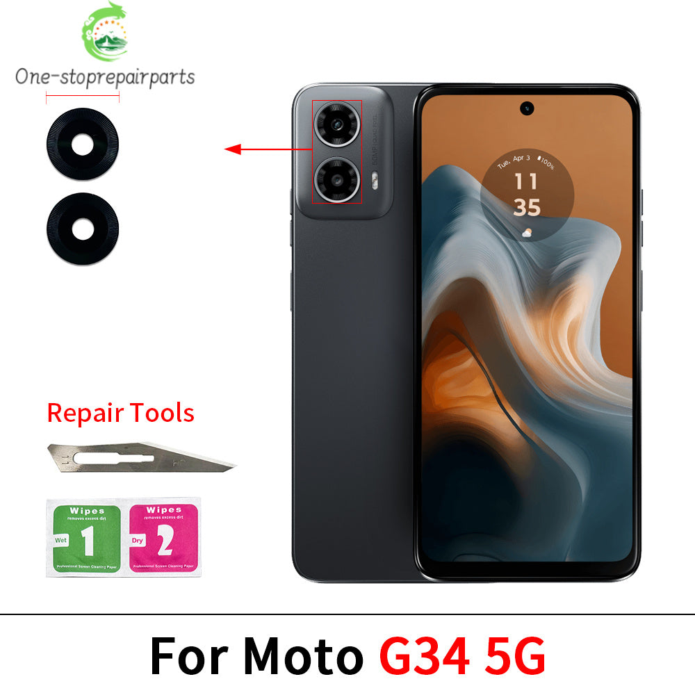 Rear Back Camera Glass Lens With Adhesive For Motorola Moto G22 G32 G42 G52 G62 G13 G23 G53 G73 G14 G24 G34 G54 G84 G04 G82 5G Motorola phone repair parts