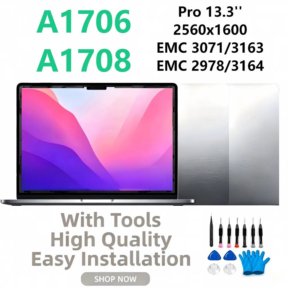 13.3” New LCD Screen Monitor Assembly For MacBook Pro A1706 A1708 Space Grey/Silver LCD Display 2016-2017 Year Macbook laptop repair parts