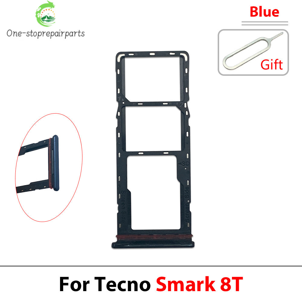 10Pcs, SIM Card Slot SD Card Tray Holder Adapter For Tecno Spark 4 5 7 8 9 8T 9T 10 20C Pro Go 2022 Tecno phone repair parts