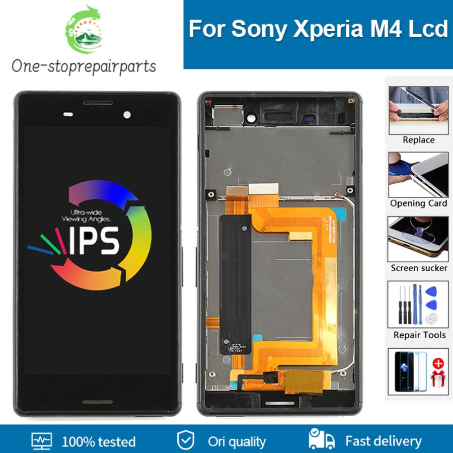 5.0" Original Display For SONY Xperia M4 LCD M4 Aqua Dual Display Touch Screen Replacement E2303 E2353 E2306 with frame Sony phone repair parts