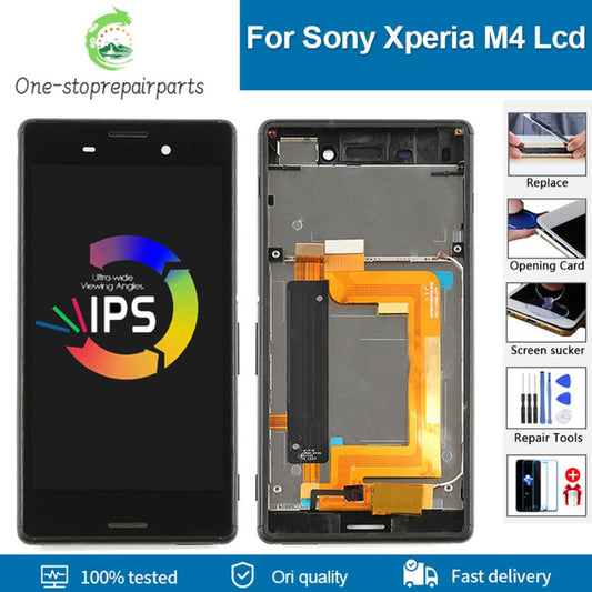 5.0" Original Display For SONY Xperia M4 LCD M4 Aqua Dual Display Touch Screen Replacement E2303 E2353 E2306 with frame Sony phone repair parts