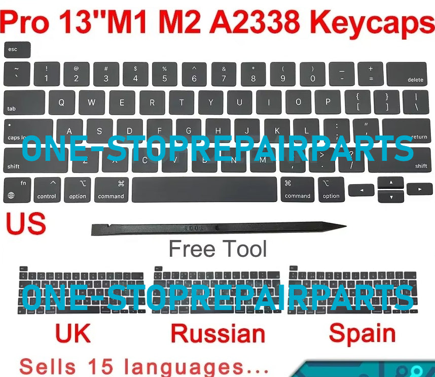 New Laptop A2338 Keycap Keys key Cap Keyboard Russian RU US UK French Spain Germany Italy For Macbook Pro Retina 13" M1 M2 Macbook repair parts