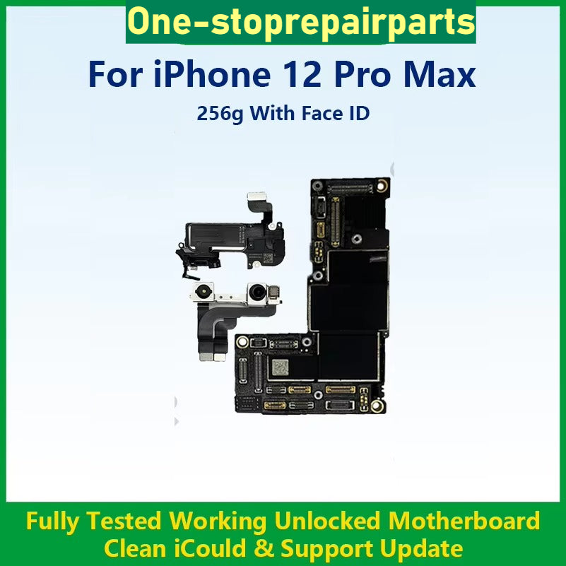 Fully Tested Working Well Motherboard For iPhone 12 Pro Max With/Without Face ID Cleaned iCloud And Support Update Logic Board iPhone phone repair parts