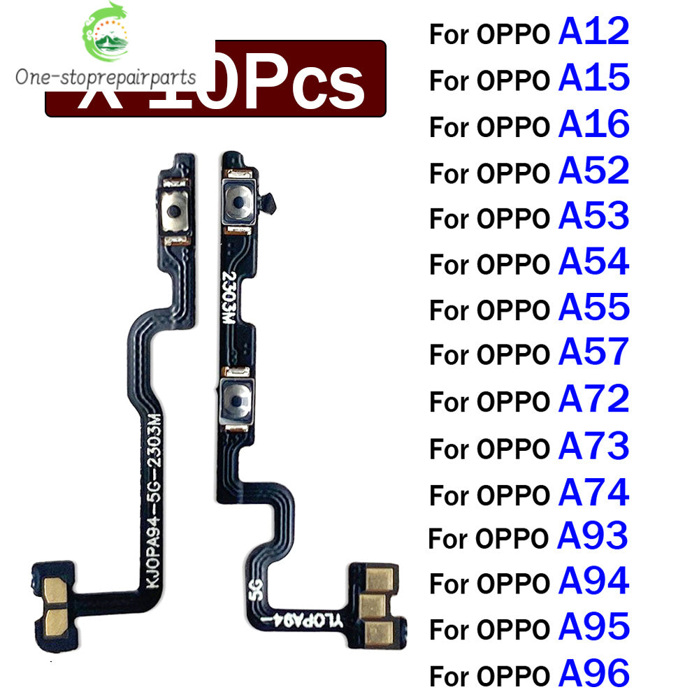 10Pcs, Power On Off Volume Side Button Key Flex Cable For OPPO A12 A15 A16 A52 A53 A54 A55 A57 A72 A73 A74 A93 A94 A95 A96 4G 5G OPPO phone repair parts