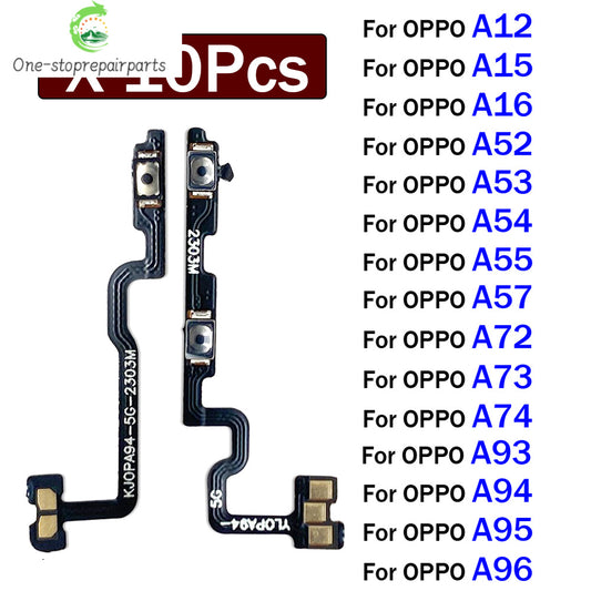 10Pcs, Power On Off Volume Side Button Key Flex Cable For OPPO A12 A15 A16 A52 A53 A54 A55 A57 A72 A73 A74 A93 A94 A95 A96 4G 5G OPPO phone repair parts